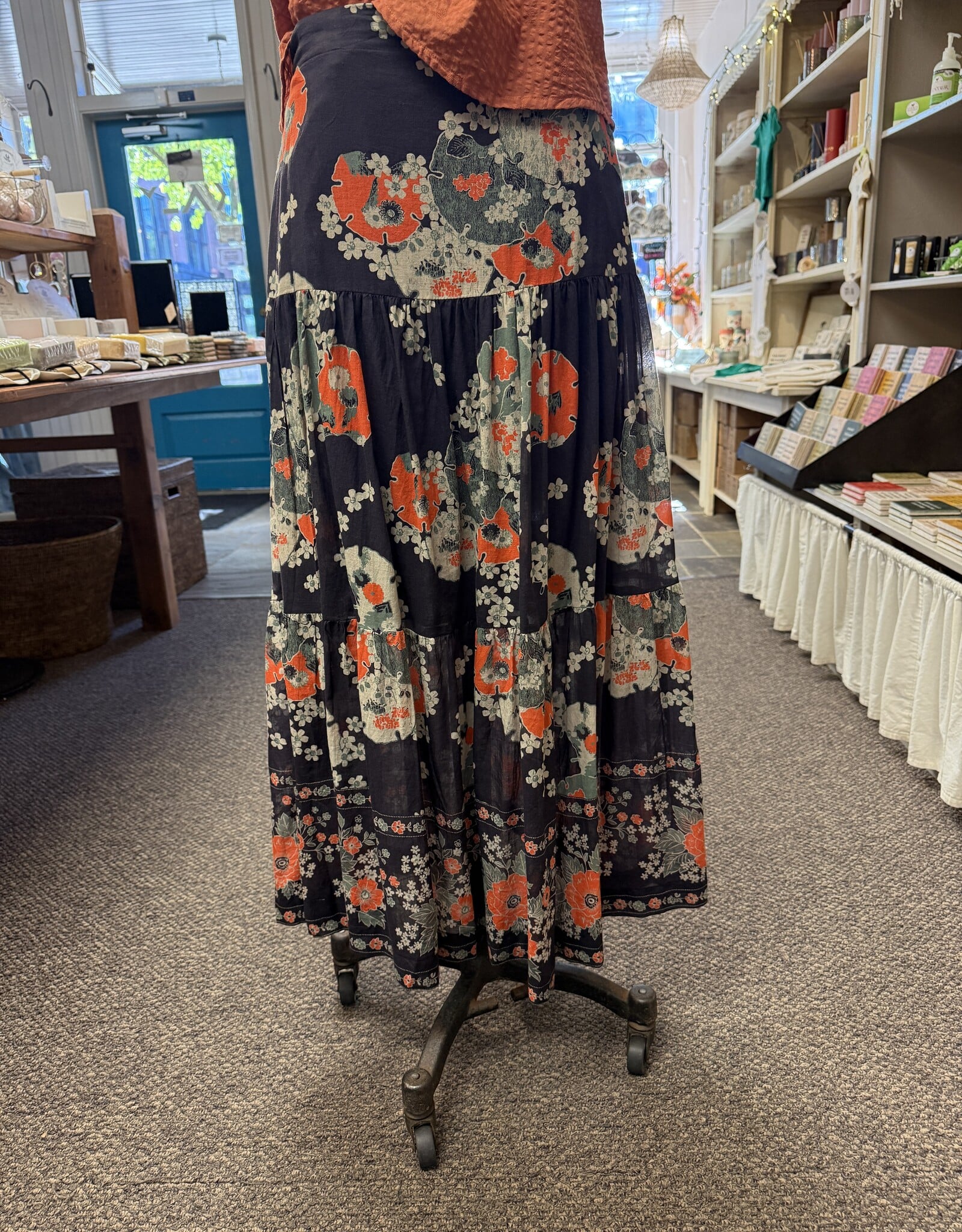 Dolma Block Print Tiered Skirt
