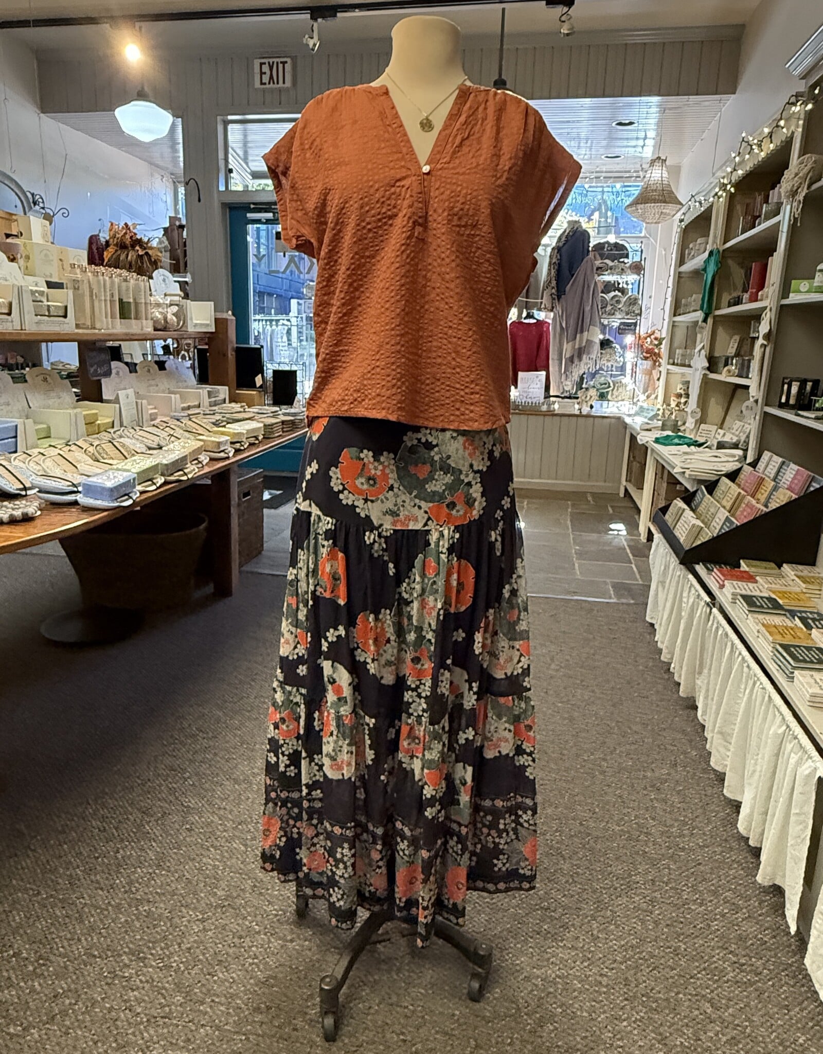 Dolma Block Print Tiered Skirt