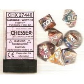 CHESSEX FESTIVE 7-DIE SET CAROUSEL/WHITE