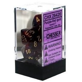 CHESSEX GEMINI 7-DIE SET PURPLE-RED/GOLD