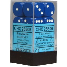 CHESSEX OPAQUE 12D6 BLUE/WHITE 16MM