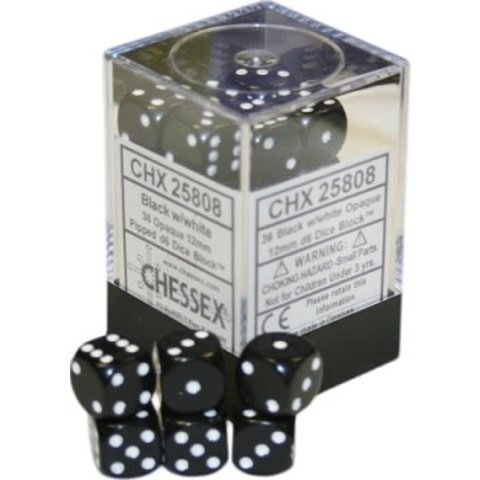 CHESSEX - OPAQUE - 36D6 - Black/White