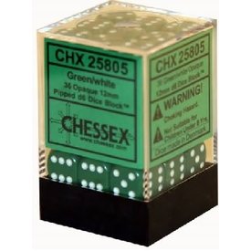 CHESSEX OPAQUE 36D6 GREEN/WHITE 12MM