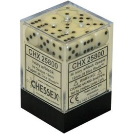 CHESSEX OPAQUE 36D6 IVORY/BLACK 12MM