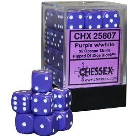CHESSEX OPAQUE 36D6 PURPLE/WHITE 12MM