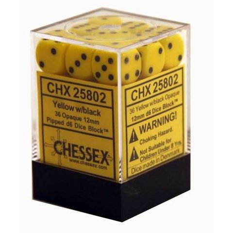 CHESSEX - OPAQUE - 36D6 - Yellow/Black