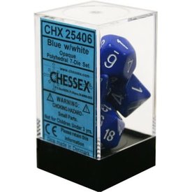 CHESSEX OPAQUE 7-DIE SET - blue/white