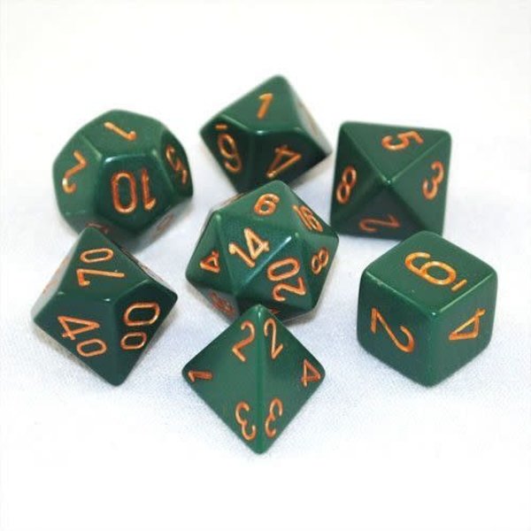 Chessex CHESSEX - OPAQUE 7-DIE SET DUSTY - green/copper