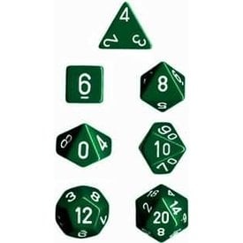 CHESSEX OPAQUE 7-DIE SET GREEN/WHITE