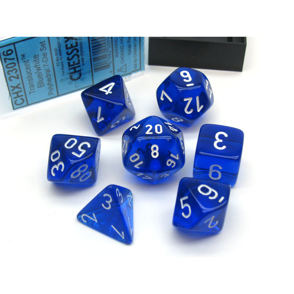 CHESSEX CHESSEX - TRANSLUCENT - 7DICE SET - Blue/White