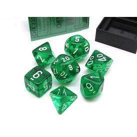 CHESSEX TRANSLUCENT 7-DIE SET GREEN/WHITE