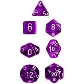 CHESSEX TRANSLUCENT 7-DIE SET PURPLE/WHITE