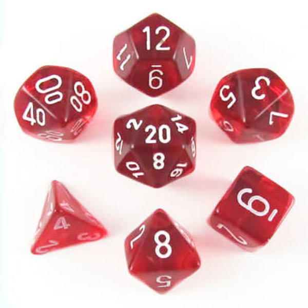 CHESSEX CHESSEX - TRANSLUCENT - 7DICE SET - Red/White