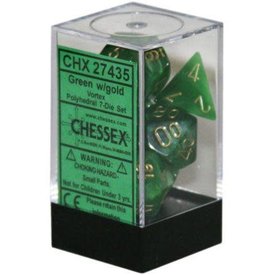 CHESSEX VORTEX 7-DIE SET GREEN/GOLD