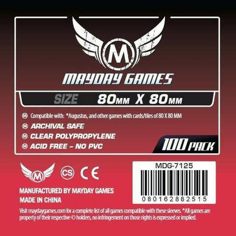 MAYDAY GAMES - MEDIUM SQUARE - SLEEVES (100ct) - 80mmX 80mm