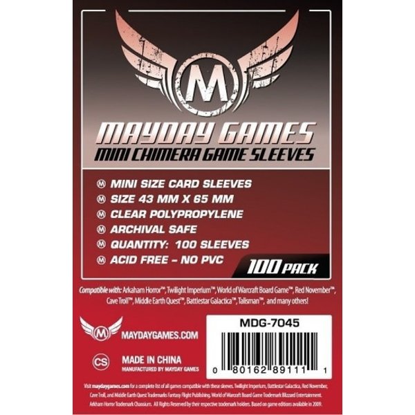 Mayday MAYDAY GAMES - MINI CHIMERA - SLEEVES (100ct) - 43mm x 65mm