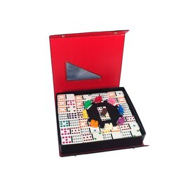 WeGames DOMINOES, DBL 12, MEXICAN TRAIN GAME COLOURED DOTS