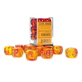 CHESSEX GEMINI 12D6 TRANSLUCENT RED-YELLOW/GOLD 16MM