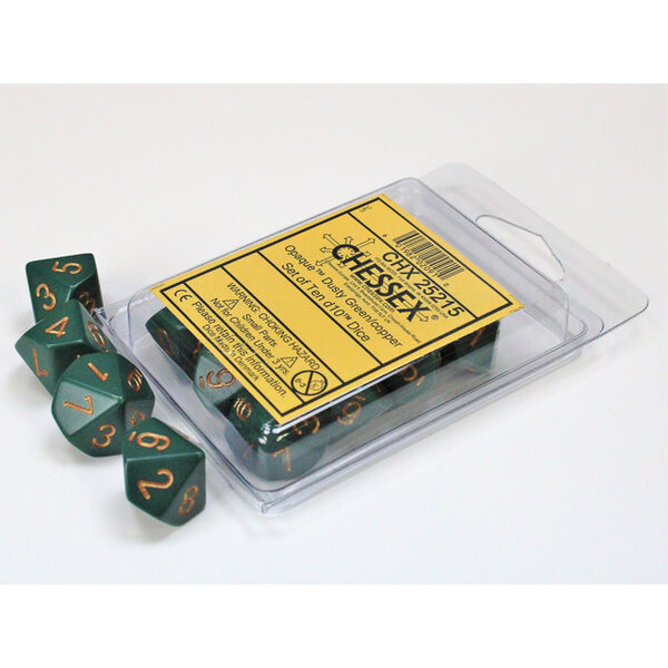 CHESSEX OPAQUE 10D10 DUSTY GREEN/COPPER