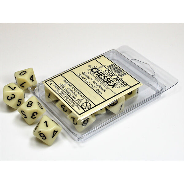 CHESSEX OPAQUE 10D10 IVORY/BLACK
