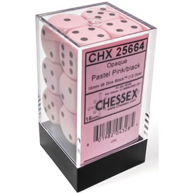 CHESSEX OPAQUE - 12D6 PASTER - pink/black
