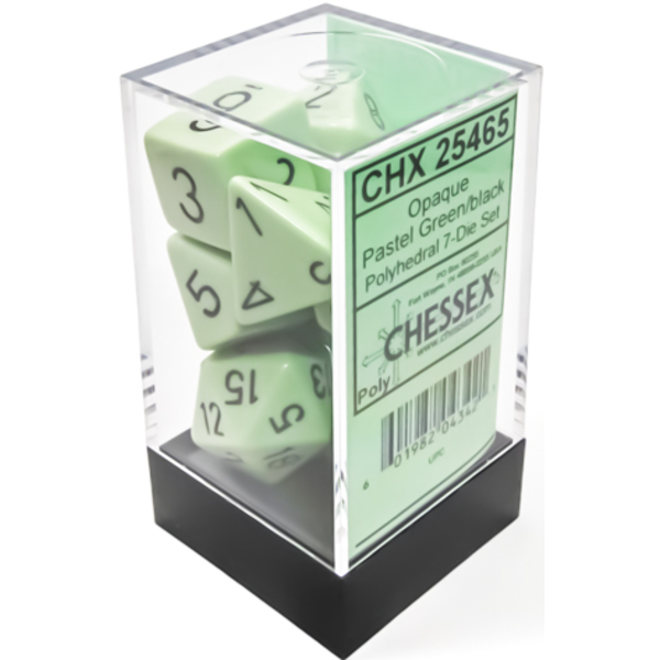 CHESSEX OPAQUE - 7 DIE SET PASTEL - green/black