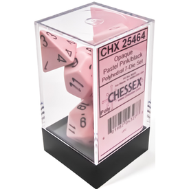 CHESSEX OPAQUE - 7 DIE SET PASTEL - pink/black