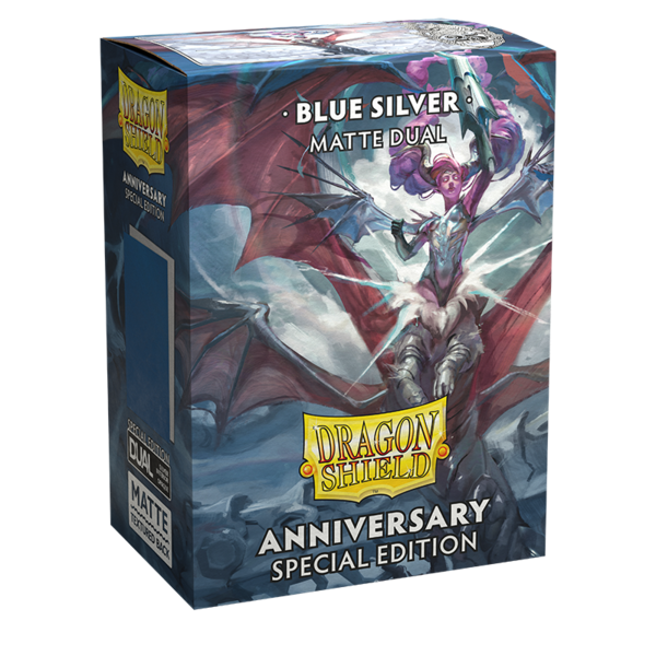 Arcane Tinmen DRAGON SHIELD - SLEEVES (100ct) - DUAL MATTE - Anniversary - Blue Silver