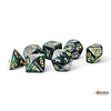 CHESSEX - SCARAB - 7 DICE SET - Mega-Hedral Jade/Gold