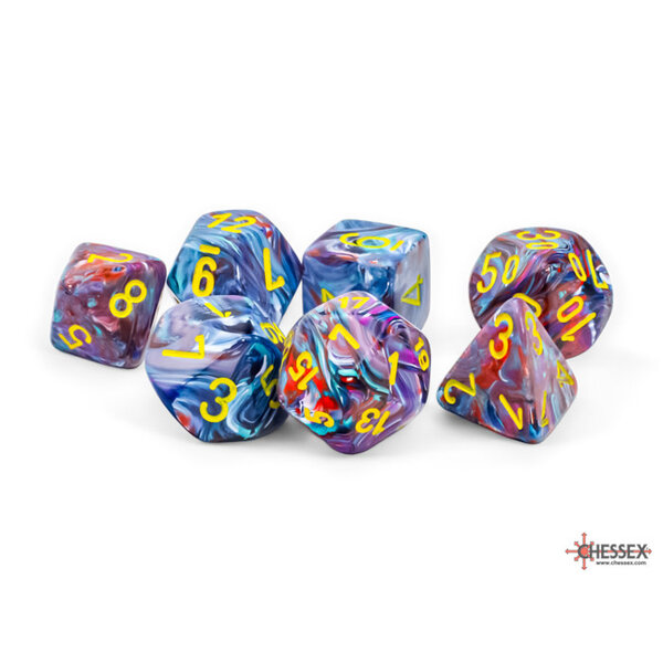 CHESSEX CHESSEX - FESTIVE - 7 DICE SET - Mega-Hydral Mosaic/Yellow