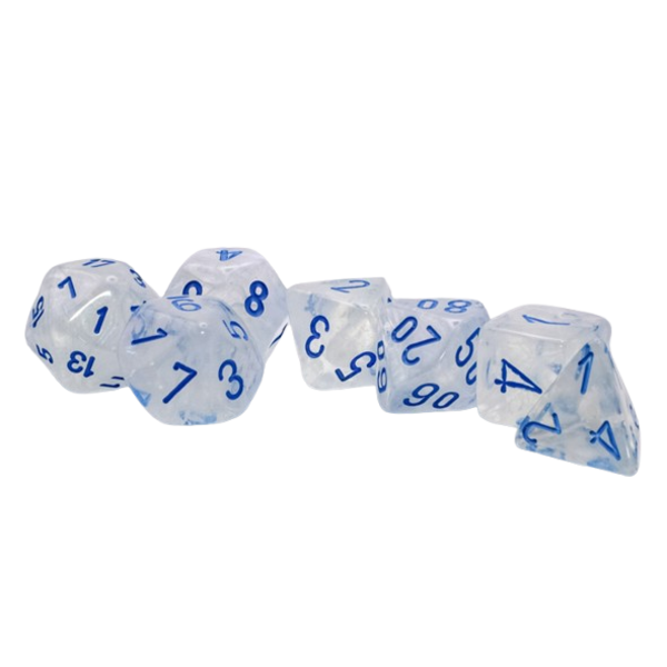 CHESSEX CHESSEX - BOREALIS - 7 DICE SET - Mega-Hedral Icicle/Light Blue Luminary