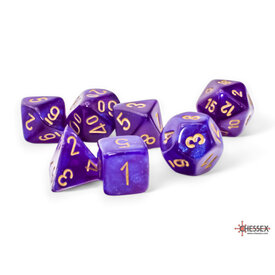 CHESSEX CHESSEX - BOREALIS - 7 DICE SET - Mega-Hydral Purple/Gold Luminary