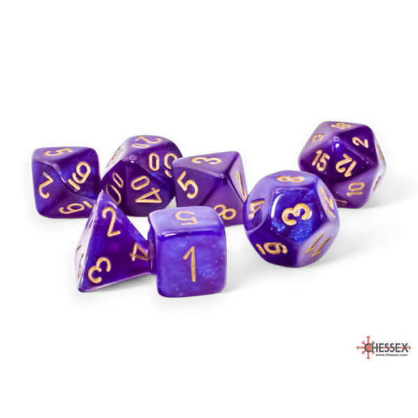 CHESSEX CHESSEX - BOREALIS - 7 DICE SET - Mega-Hydral Purple/Gold Luminary