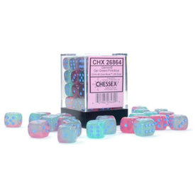 CHESSEX GEMINI 36D6 GEL GRN-PINK/BLUE LUMINARY 12MM