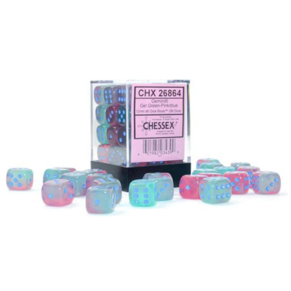 CHESSEX CHESSEX - GEMINI - 36D6 - LUMINARY - GEL - Pink/Blue