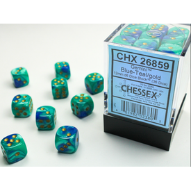 Chessex CHESSEX - GEMINI - 36D6 - Blue-Teal/Gold