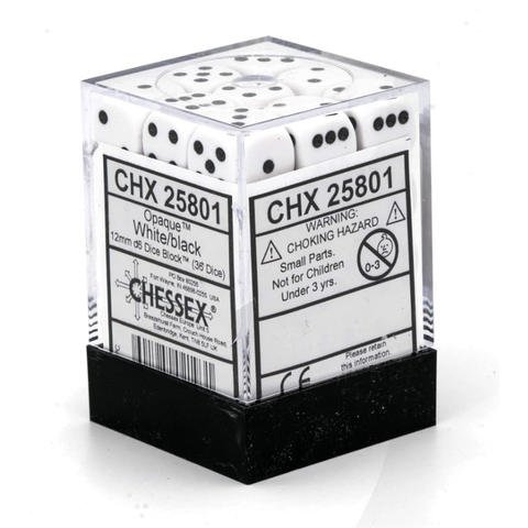 CHESSEX - OPAQUE - 36D6 - White/Black