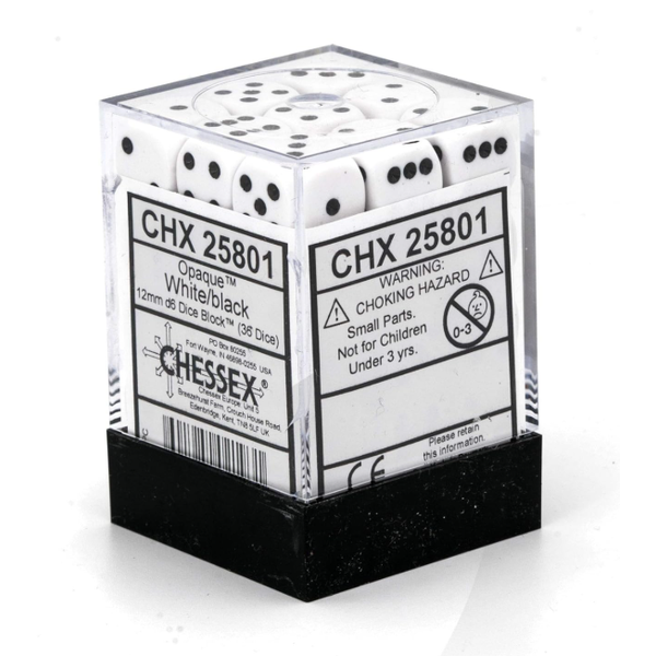 CHESSEX CHESSEX - OPAQUE - 36D6 - White/Black
