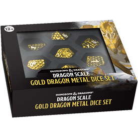  DND - 7 DICE SET - METAL - Dragon Scale Gold