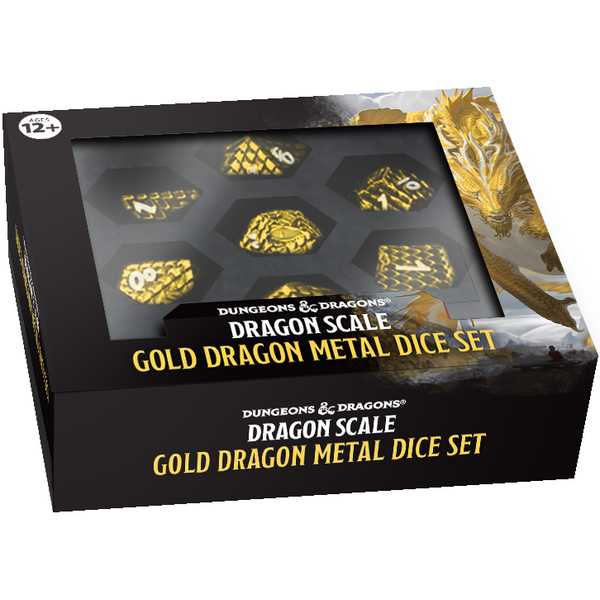  DND - 7 DICE SET - METAL - Dragon Scale Gold