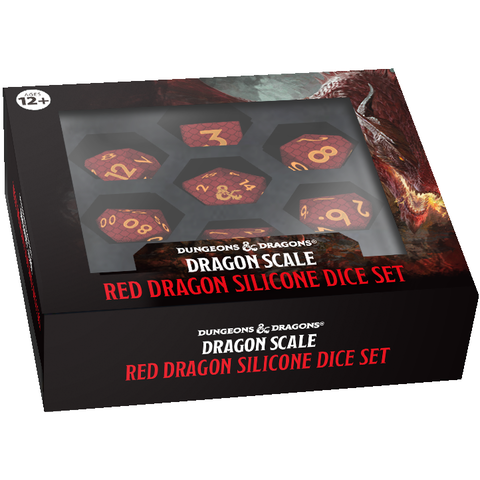 DND - 7 DICE SET - METAL - Dragon Scale Red