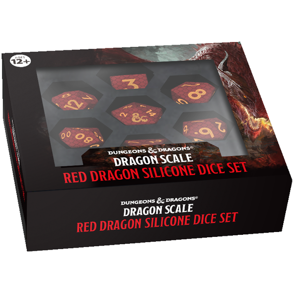  DND - 7 DICE SET - METAL - Dragon Scale Red