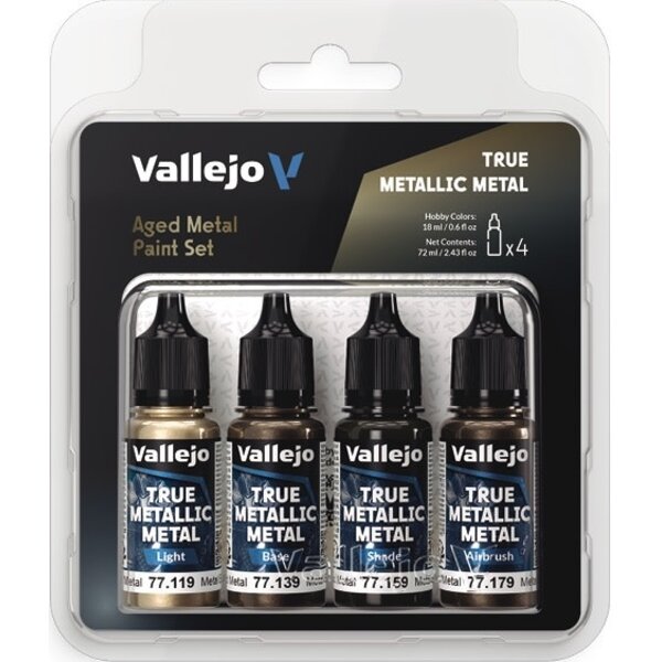 Vallejo DEC - VALLEJO - PAINT SET - TRUE METALLIC METAL - Aged Metal