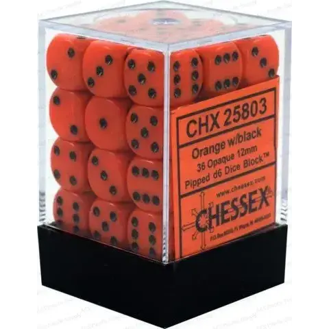 CHESSEX - 36D6 - OPAQUE - Orange/Black