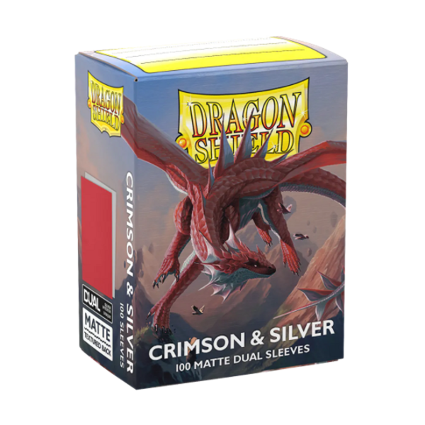 Arcane Tinmen DRAGON SHIELD - SLEEVES (100ct) - DUAL MATTE - Crimson/Silver