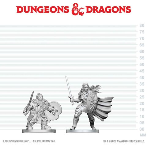AOÛT - DND - UNPAINTED MINIS - Dwarf Fighter & Orc Paladin