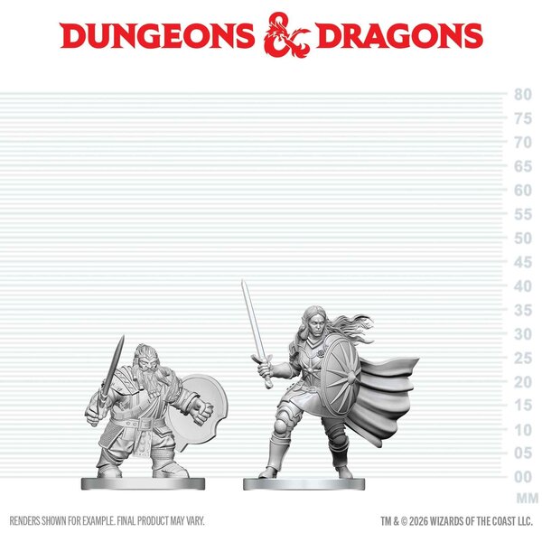 Wizkids AOÛT - DND - UNPAINTED MINIS - Dwarf Fighter & Orc Paladin
