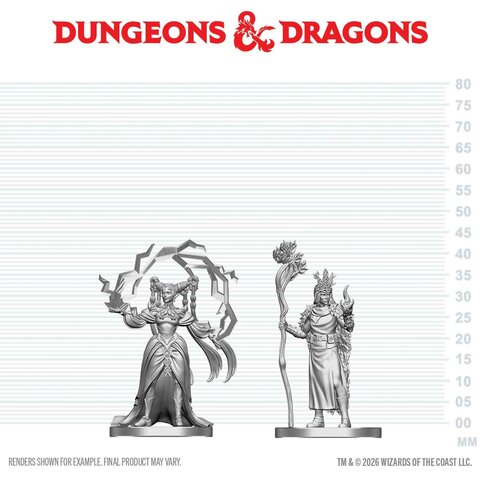 AOÛT - DND - UNPAINTED MINIS - Human Druid & Elf Sorcerer