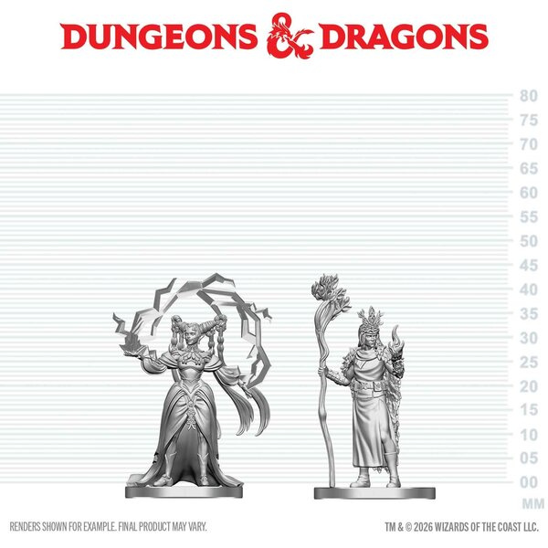 Wizkids AOÛT - DND - UNPAINTED MINIS - Human Druid & Elf Sorcerer