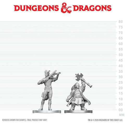 AOÛT - DND - UNPAINTED MINIS - Tiefling Bard & Dwarf Cleric